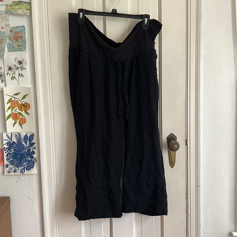 Old Navy Maternity Linen Blend wide leg crop pant, Maternity size L